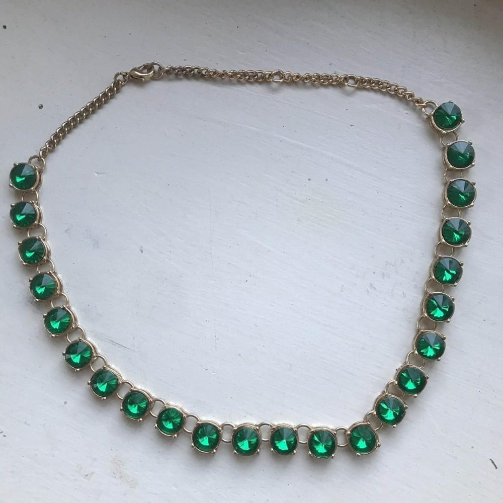 H&M Gold Necklace with Green Stones